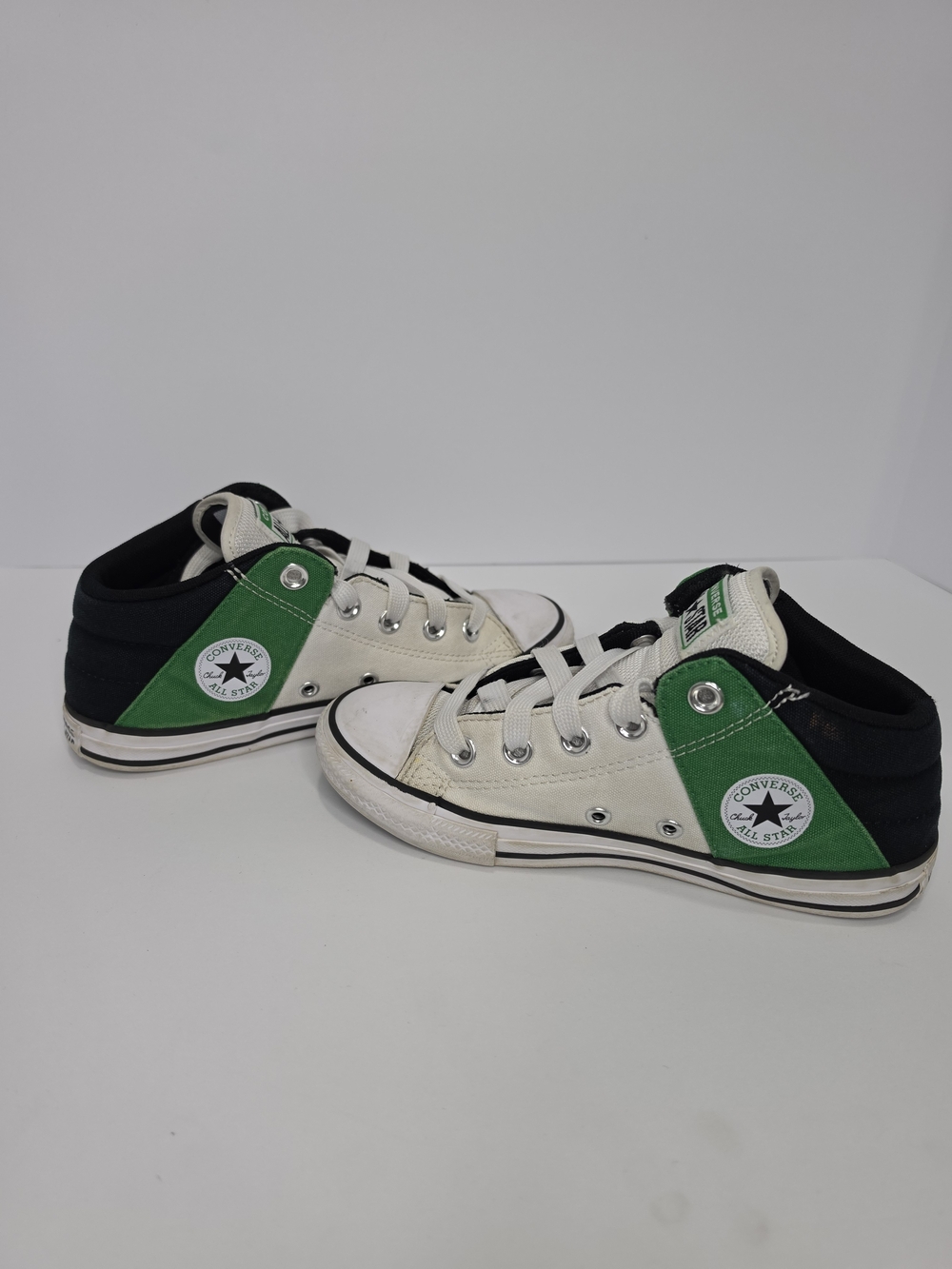 Converse Kids' Hi-Top Sneakers in White, Green & Black